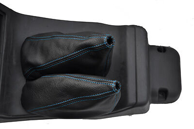 blue stitch FITS MITSUBISHI L200 WARRIOR 98-05 LEATHER GEAR GAITER+HI LO GAITER