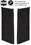RED STITCH 2X LOWER B PILLAR SUEDE COVERS FOR LAND ROVER DISCOVERY 4 09-16