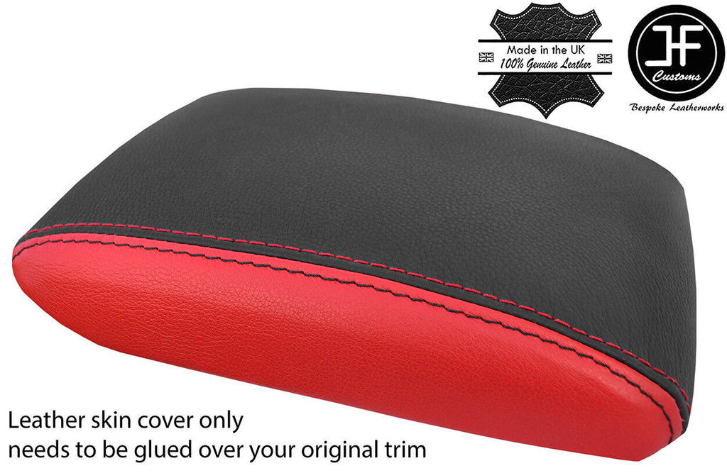 BLACK & RED REAL LEATHER ARMREST LID COVER FITS SUBARU IMPREZA WRX STI 15-18