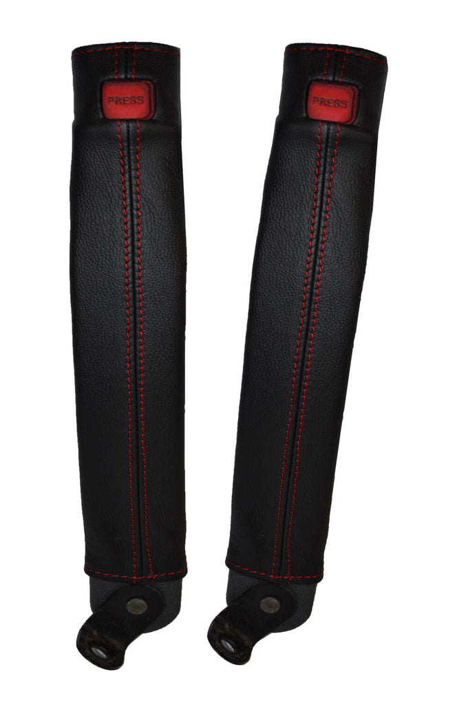 RED STITCH 2X SEAT BELT SKIN COVERS FITS TOYOTA LAND CRUISER PRADO LJ78/LJ70