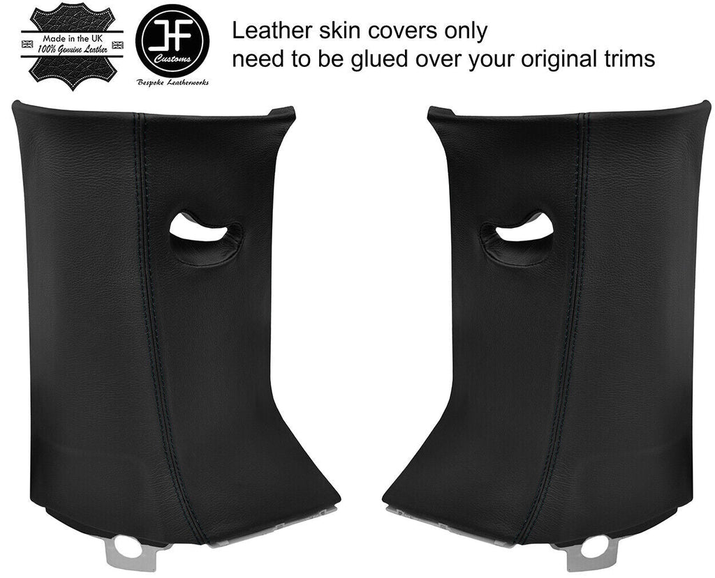 BLACK STITCH 2X UPPER D PILLAR LEATHER COVERS FOR LAND ROVER DISCOVERY 4 09-16