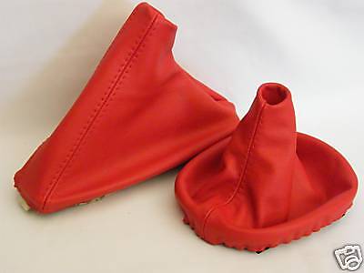 FITS BMW E36 E46 GEAR + HANDBRAKE GAITER RED SET LEATHER CUSTOM NEW MADE IN UK