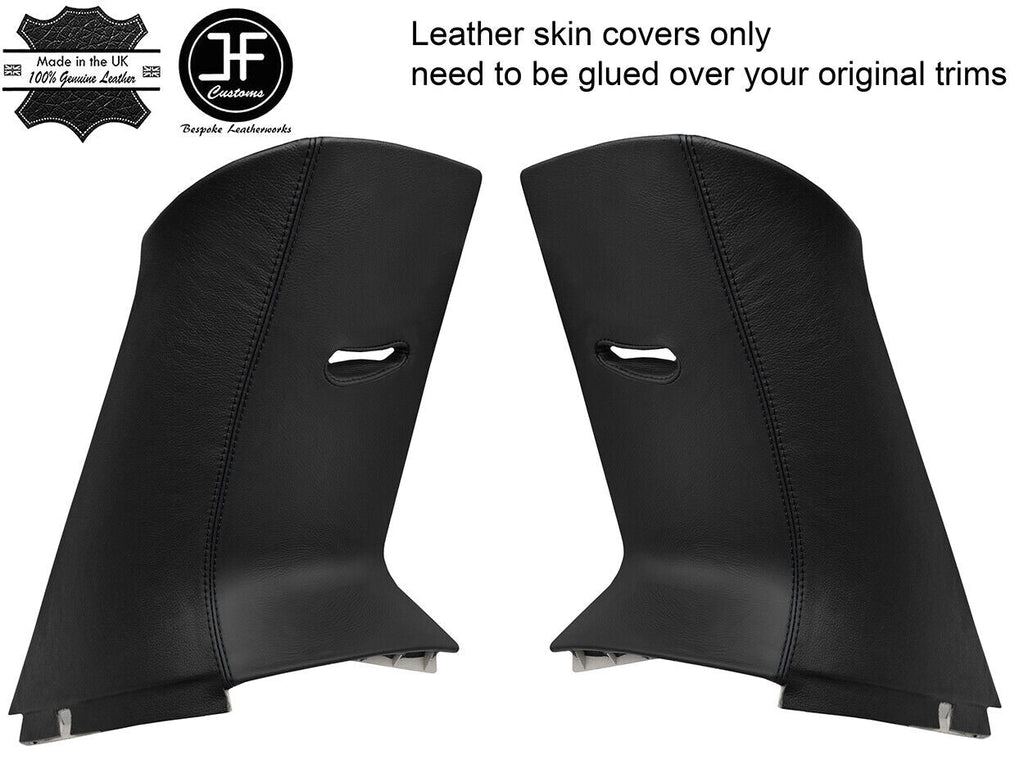 BLACK & BLACK LEATHER 2X UPPER REAR D PILLAR COVER FOR RANGE ROVER SPORT 05-13
