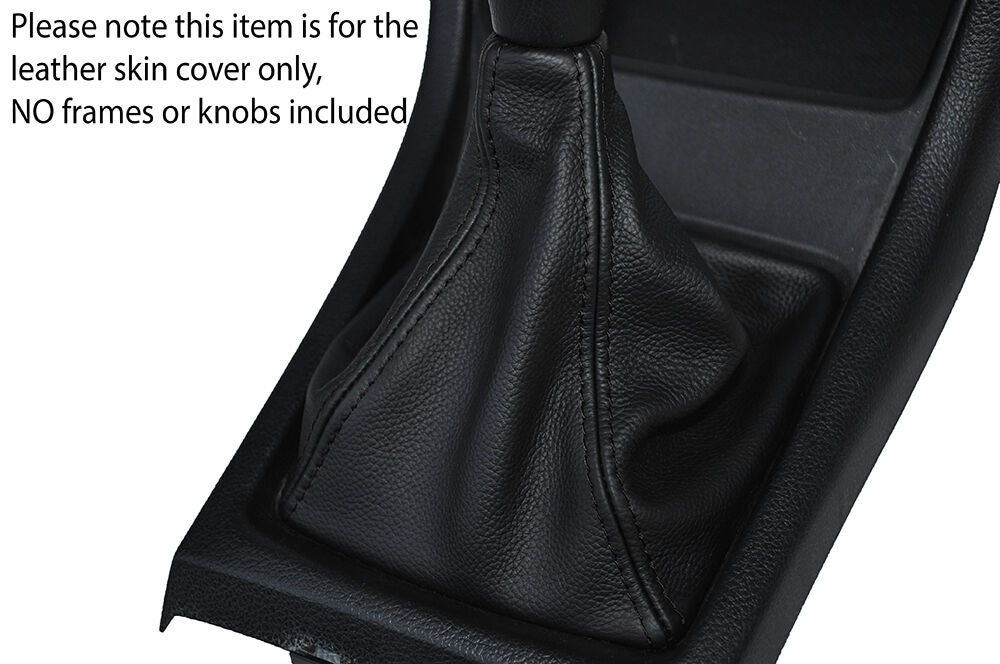 BLACK STITCHING MANUAL LEATHER SKIN GEAR GAITER FITS SUBARU XV 2012-2016