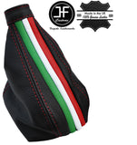 RED STITCH GEAR GAITER FITS ALFA ROMEO 159 2005-2011 REAL LEATHER ITALIAN FLAG