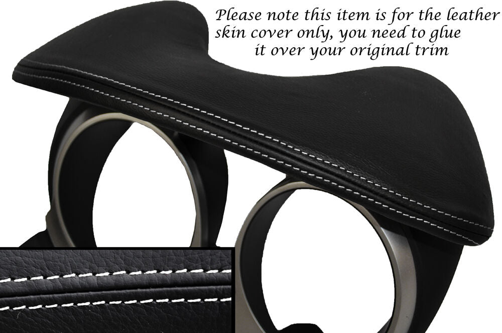 WHITE STITCHING SPEEDO HOOD LEATHER SKIN COVER FITS NISSAN JUKE 2010-2014