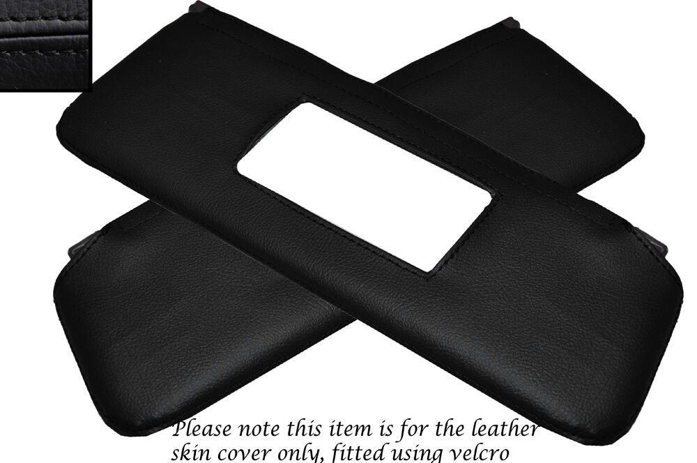 BLACK STITCH 2X SUN VISORS LEATHER SKIN COVERS FITS FORD CORTINA MK5 CUSTOM NEW