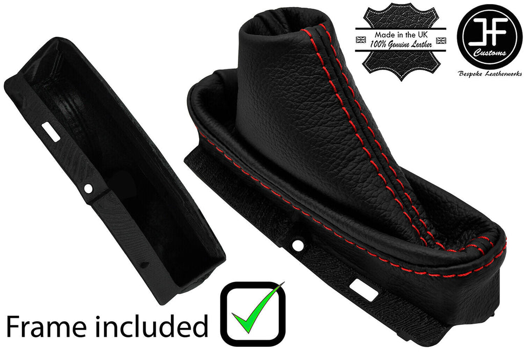 RED STITCH REAL LEATHER HANDBRAKE + PLASTIC FRAME FITS PEUGEOT 607 2000-2008