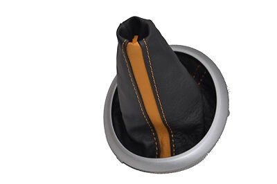 FITS SUZUKI SWIFT 05-10 LEATHER WITH orange stripe stitching GEAR GAITER