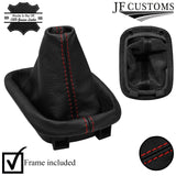 RED STITCH LEATHER GEAR GAITER COVER + PLASTIC FRAME FOR AUDI A3 S3 8L 96-03