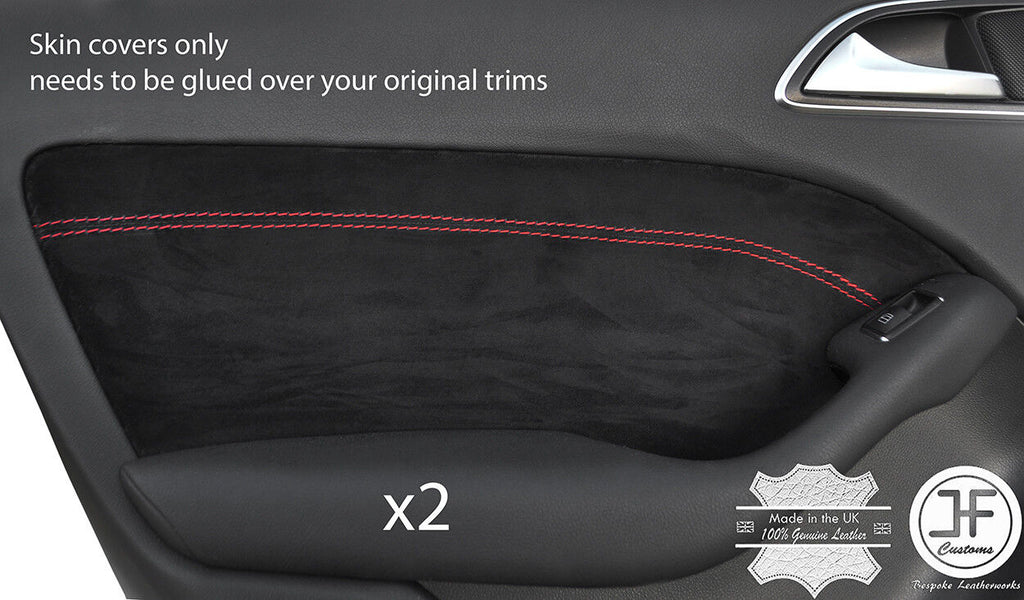 RED STITCH 2X REAR DOOR CARD SUEDE COVERS FITS MERCEDES B CLASS W246 12-17