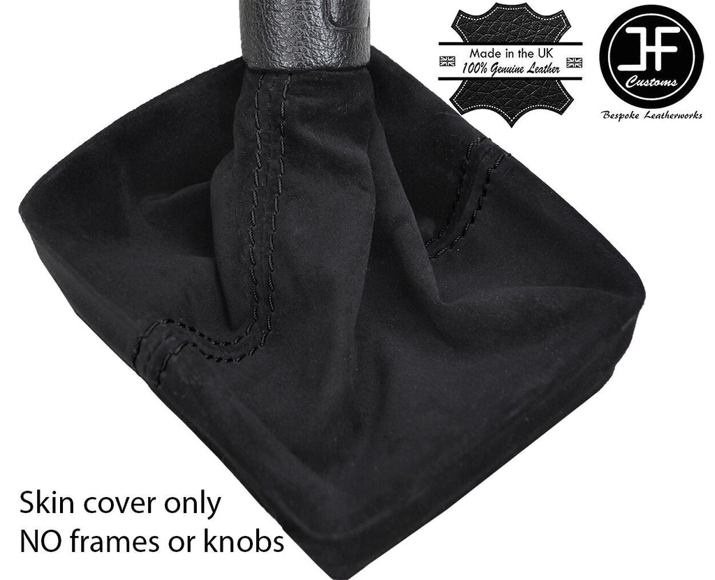 BLACK STITCHING REAL SUEDE MANUAL GEAR GAITER FITS VW POLO 9N 9N2 2002-2009