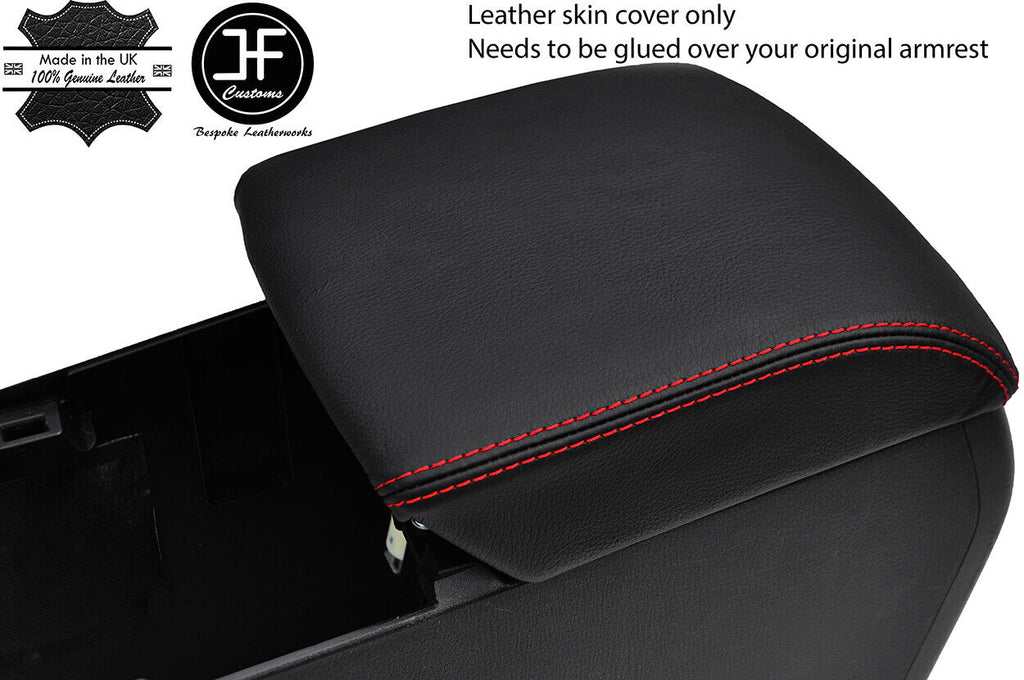 RED STITCH TOP GRAIN REAL LEATHER ARMREST COVER FITS MAZDA 3 2016-2019