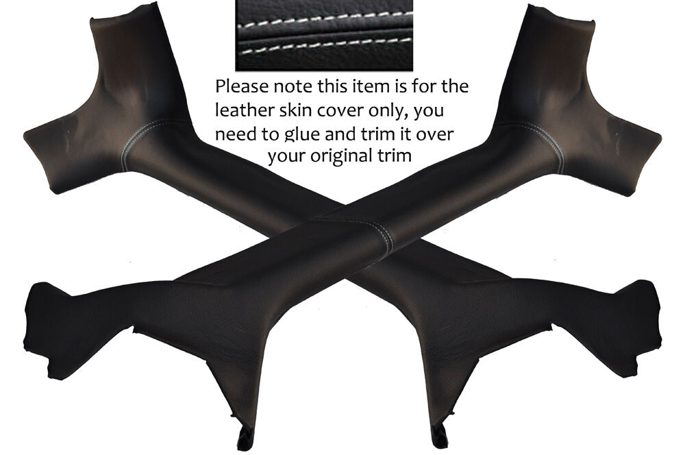 WHITE STITCHING 2X WINDSCREEN PILLAR SKIN COVERS FITS VW T4 TRANSPORTER CAMPER