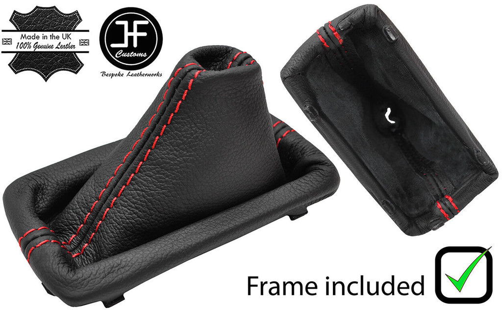 RED STITCH AUTO LEATHER GEAR GAITER+PLASTIC FRAME FITS HYUNDAI SANTA FE 13-18