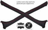 RED STITCHING 2X A PILLAR REAL LEATHER COVERS FITS FORD ESCORT MK3 MK4