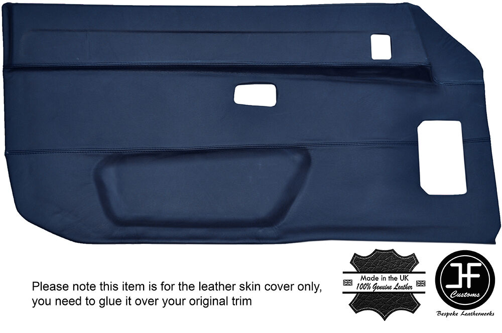 DARK BLUE LEATHER 2X FULL DOOR CARD LEATHER COVER FITS PORSCHE 924 944 1986-1990