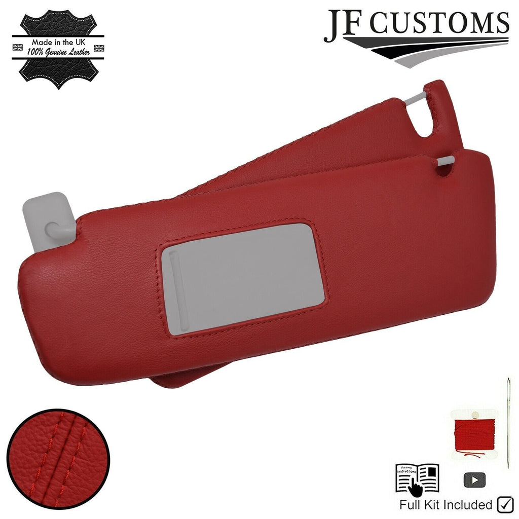 D RED CROSS STITCH LEATHER 2X SUN VISOR SET COVER FOR PORSCHE CAYENNE 955 03-10