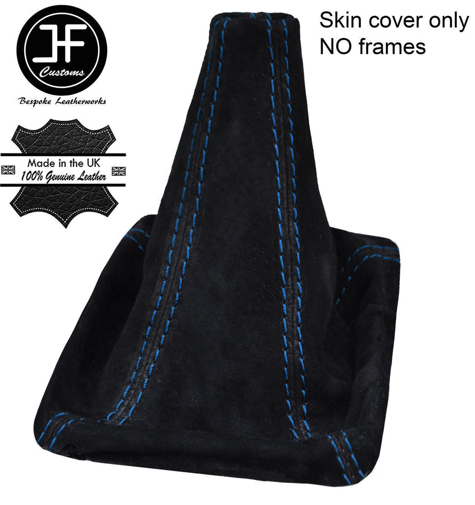 BLUE STITCHING REAL SUEDE GEAR GAITER FITS MITSUBISHI LANCER EVO 4 5 6 IV V VI