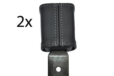 grey stitch FITS VOLKSWAGEN T25 BUS VAN 2X FRONT SEAT BELT STALK LEATHER COVERS