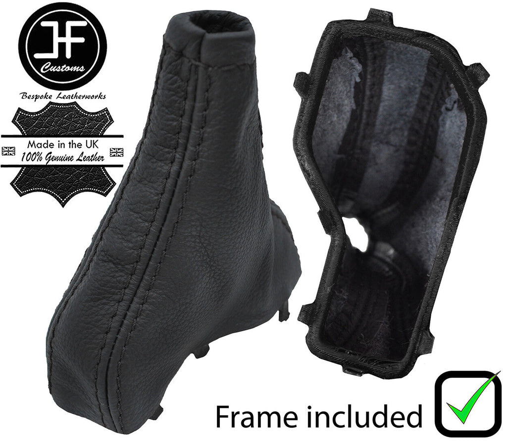 BLACK STITCH LEATHER AUTOMATIC GEAR GAITER PLASTIC FRAME FOR VOLVO XC90 02-14