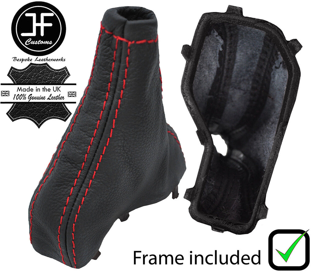 RED STITCH LEATHER AUTOMATIC GEAR GAITER PLASTIC FRAME FOR VOLVO XC90 02-14