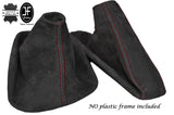 RED STITCH REAL DARK GREY SUEDE GEAR HANDBRAKE GAITER FOR BMW 3 SERIES E36 E46