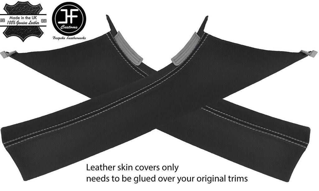 WHITE STITCH 2X A PILLAR LEATHER COVERS FOR VW T5 TRANSPORTER CARAVELLE STYLE 2