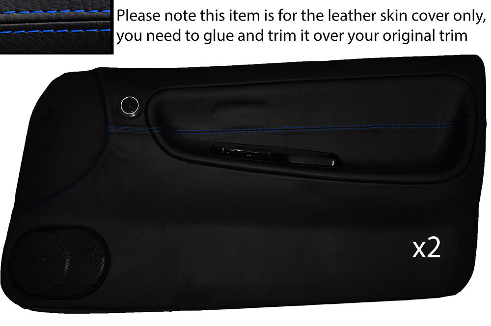 BLUE STITCH 2X FULL DOOR CARD LEATHER COVER FITS NISSAN S13 200SX 180SX 88-93