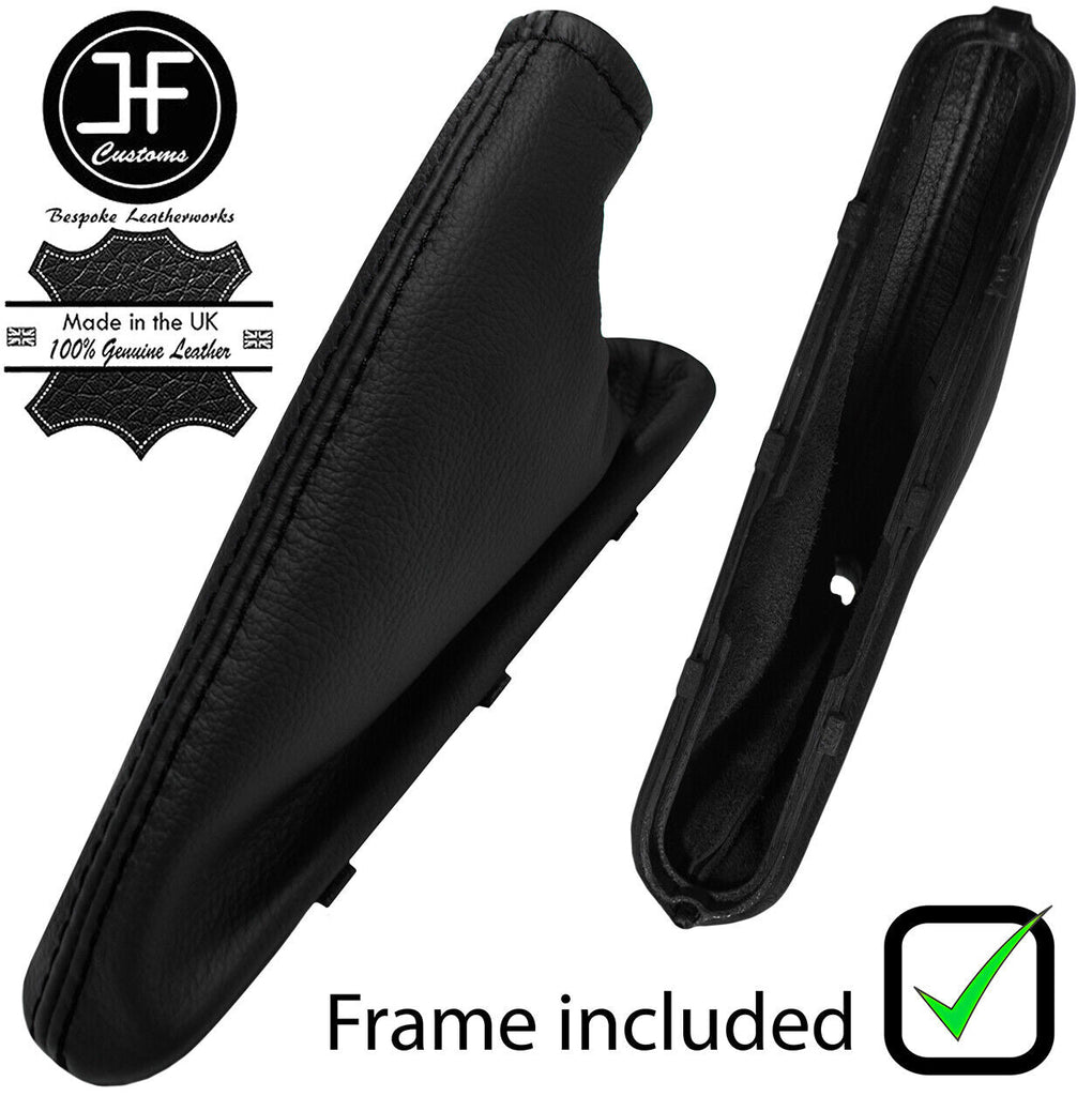 BLACK STITCH LEATHER HANDBRAKE GAITER+PLASTIC FRAME FOR FORD KA MK2 2009-2016