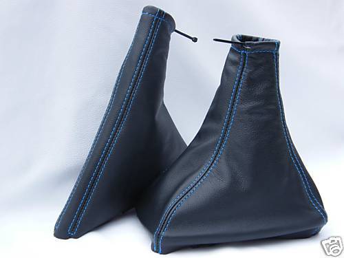 FITS CORSA C GEAR HANDBRAKE GENUINE LEATHER BLUE STITCH NEW CUSTOM NEW