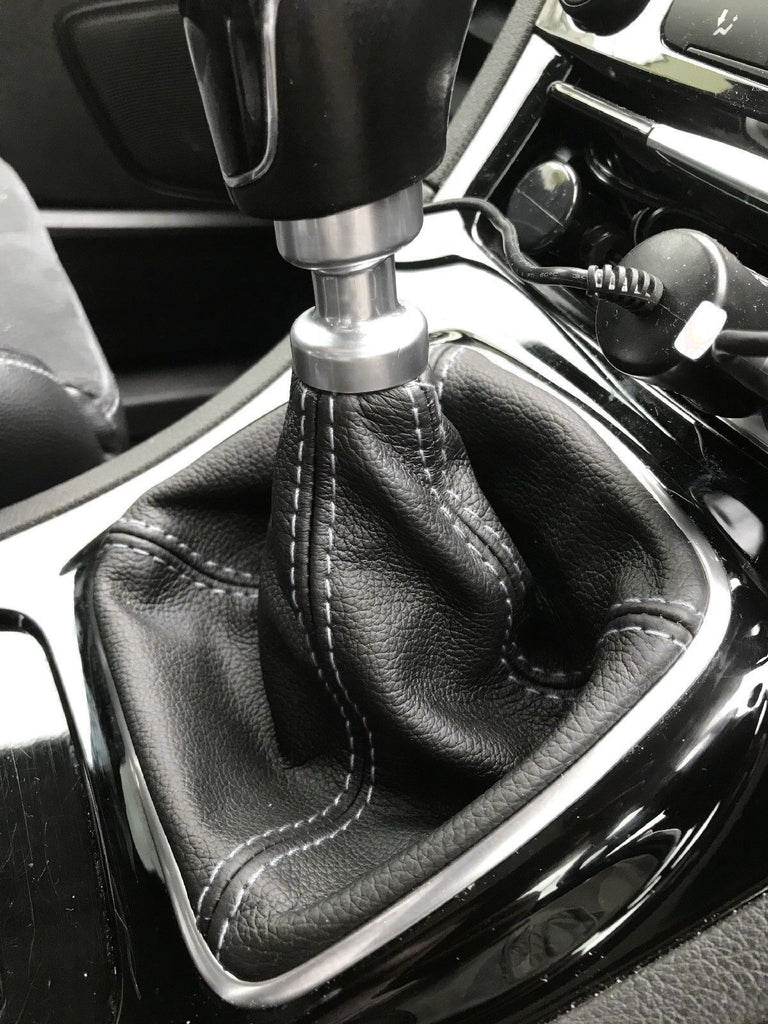 WHITE STITCH MANUAL REAL LEATHER GEAR STICK GAITER FITS FORD S-MAX 2011-2015