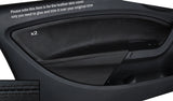 BLACK STITCH 2X FRONT DOOR CARD TRIM LEATHER COVER FITS SEAT IBIZA 2009-2014 5DR