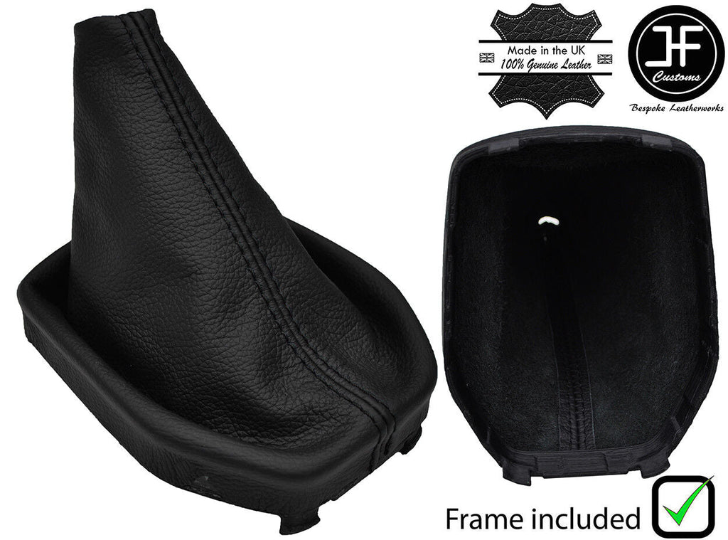 BLACK STITCH REAL LEATHER GEAR GAITER+PLASTIC FRAME FOR FORD B MAX B-MAX 12-18