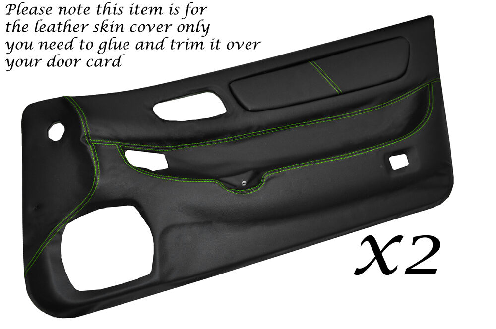 GREEN STITCH 2X DOOR CARDS LEATHER COVERS FITS MITSUBISHI GTO 3000GT 1992-1999