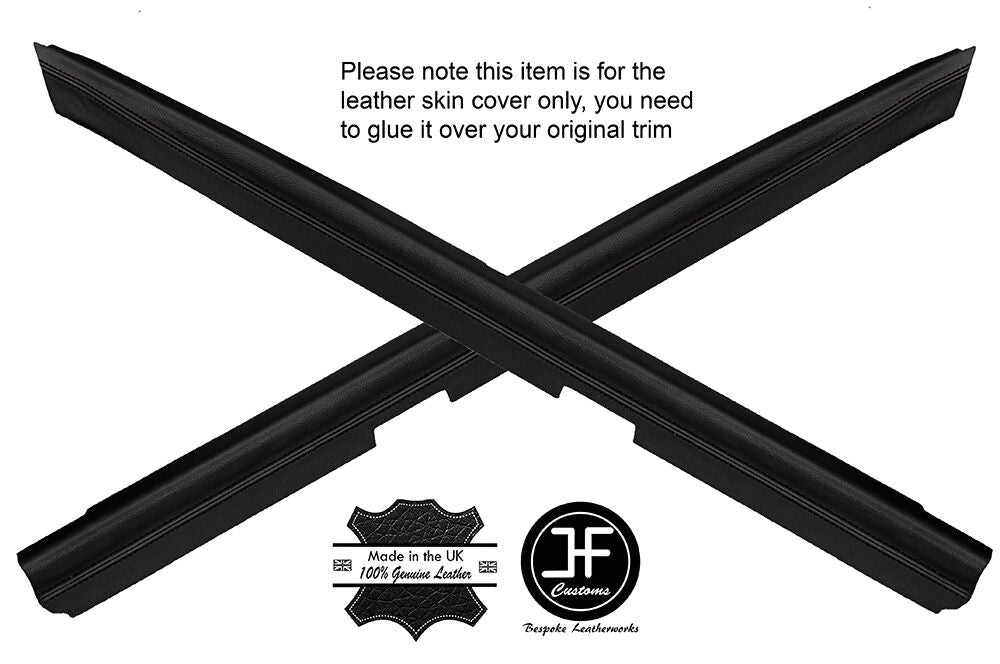 BLACK STITCH 2X FRONT DOOR SILL TRIM LEATHER COVERS FITS FORD ESCORT MK4 5 DOOR