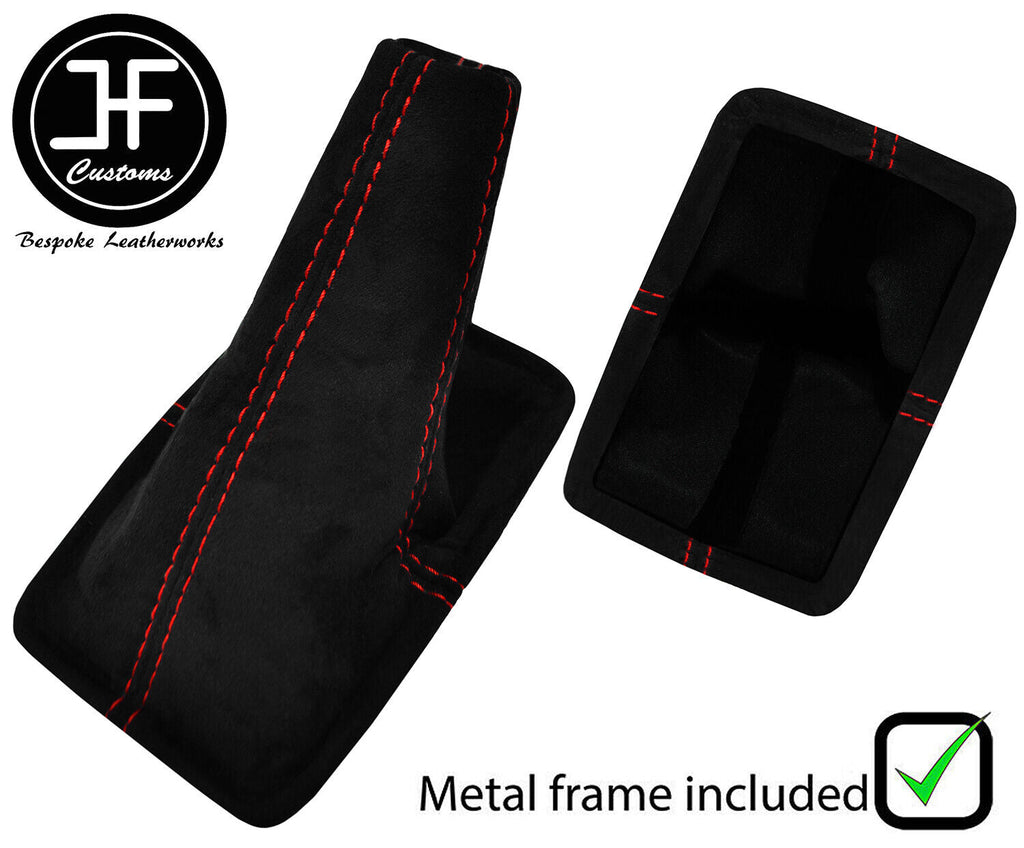 RED STITCH LUXE SUEDE GEAR GAITER+METAL FRAME FOR TOYOTA CELICA GT4 90-93