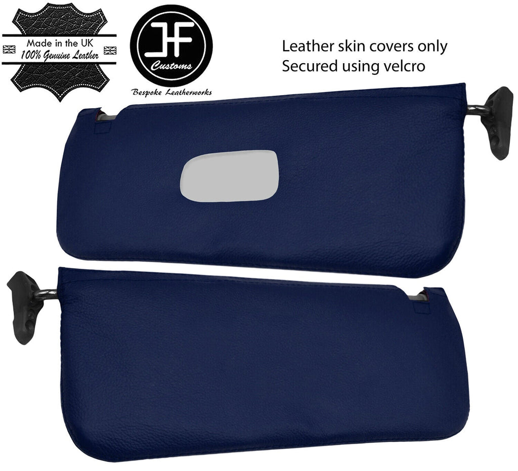 DARK BLUE REAL LEATHER 2X SUN VISOR COVERS FOR MERCEDES SL C107 R107 1971-1989