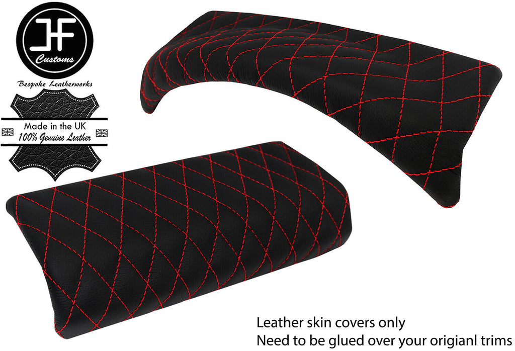 RED DIAMOND STITCH 2X PADDED TOP DASH TRIM LEATHER COVERS FOR DEFENDER 07-16