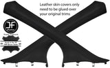 BLACK STITCHING 2X A PILLAR REAL LEATHER COVERS FITS FORD FOCUS 2011-2015