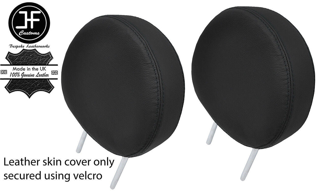 BLACK STITCH 2X FRONT HEADREST REAL LEATHER COVERS FITS BMW MINI R56 2007-2013