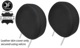 BLACK STITCH 2X FRONT HEADREST REAL LEATHER COVERS FITS BMW MINI R56 2007-2013