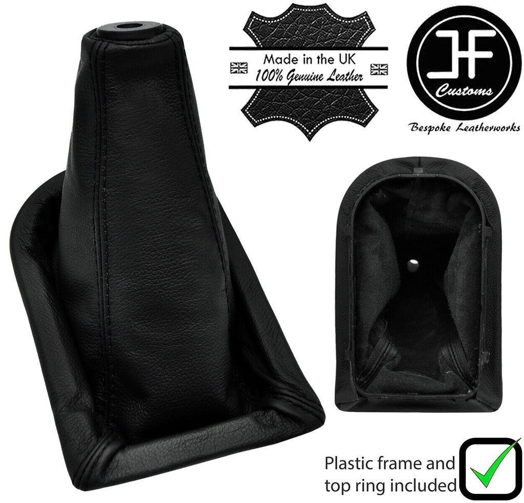 BLACK STITCH LEATHER GEAR GAITER+PLASTIC FRAME+TOP RING FOR LEY LAND DAF LF 45