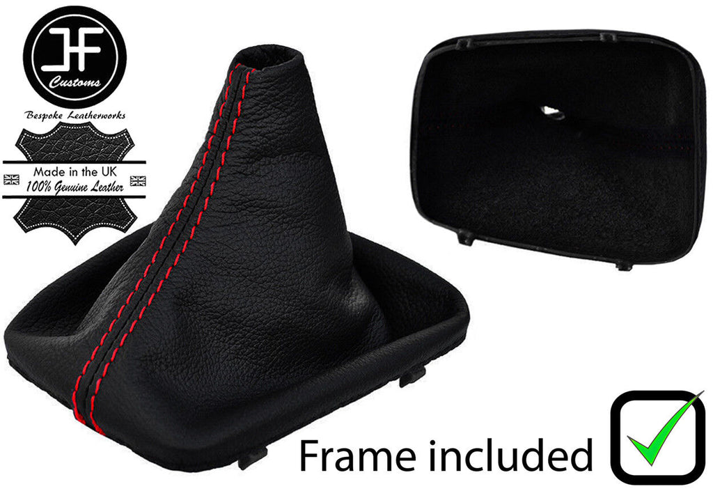 RED STITCH LEATHER GEAR GAITER+PLASTIC FRAME FOR BMW 3 SERIES E30 1981-1992