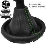 GREEN STITCHING CARBON FIBER VINYL GEAR GAITER FOR VW T5 TRANSPORTER CARAVELLE