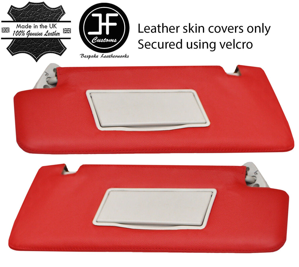 RED REAL LEATHER 2X SUN VISORS COVERS FITS LAND ROVER DISCOVERY 4 2009-2016