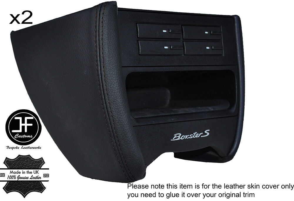 BLACK STITCH DASH CONSOLE SIDE TRIM LEATHER COVER FOR PORSCHE 986 & CARRERA 996