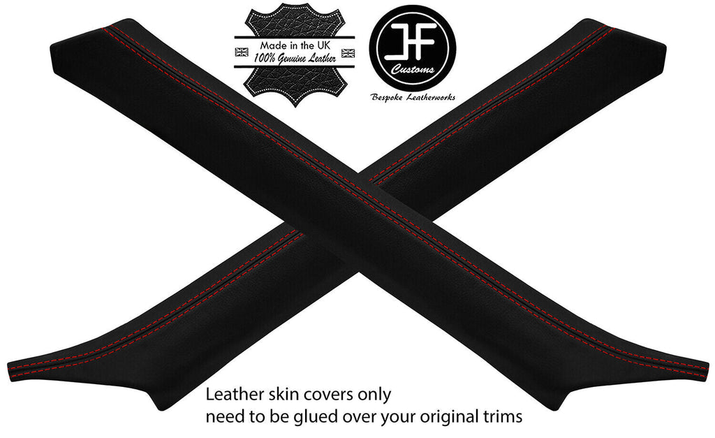 RED STITCH 2X A PILLAR REAL LEATHER COVERS FOR BMW 8 SERIES E31 1990-1999