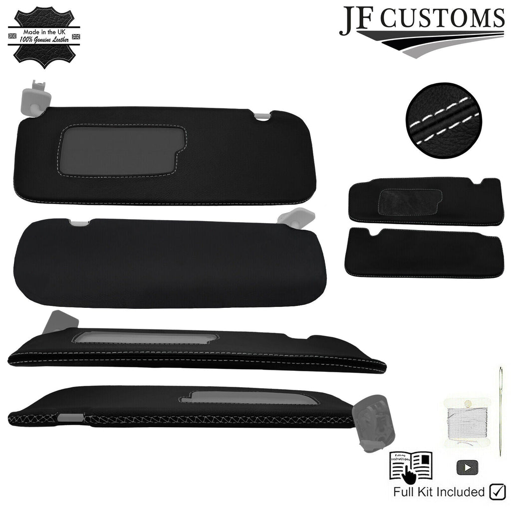 WHITE CROSS STITCH LEATHER 2X SUN VISOR COVERS FOR TESLA MODEL 3 17-22