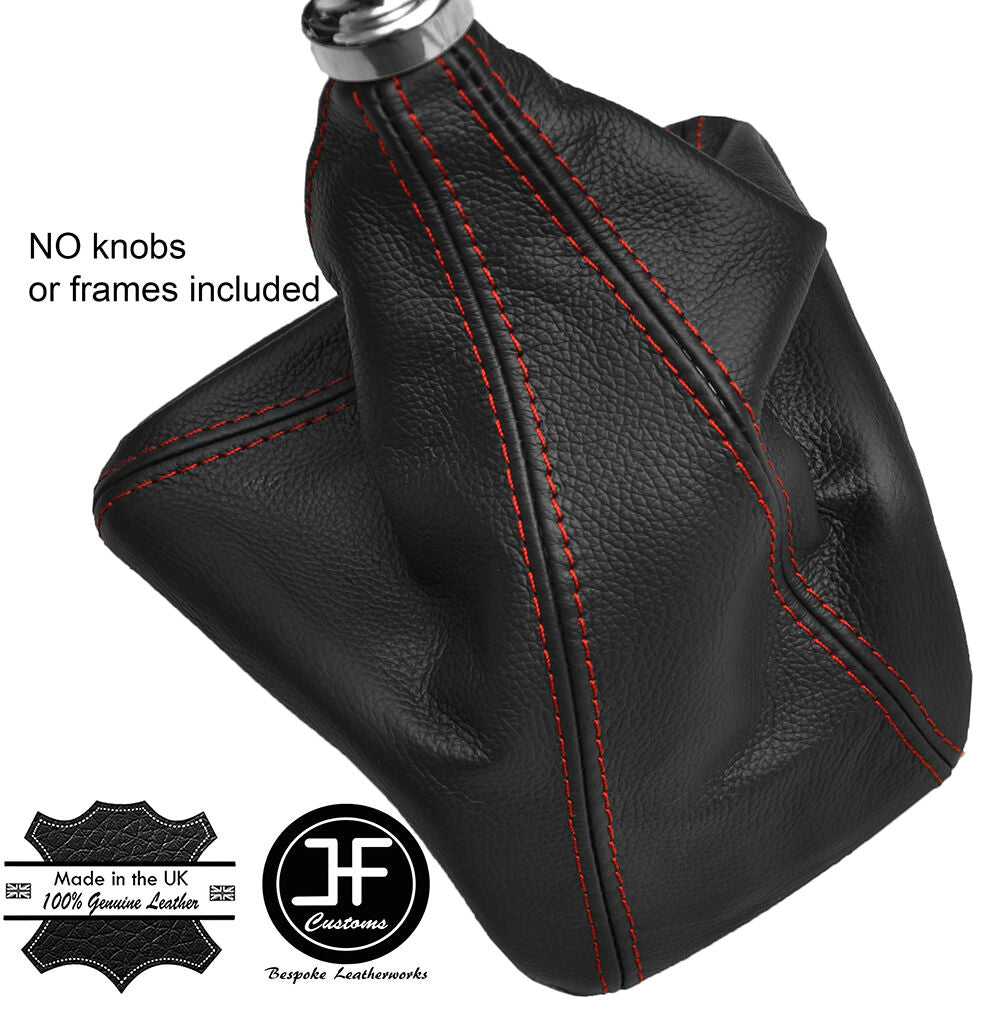 RED STITCHING MANUAL LEATHER GEAR GAITER FITS FORD TRANSIT CUSTOM 2013-2016